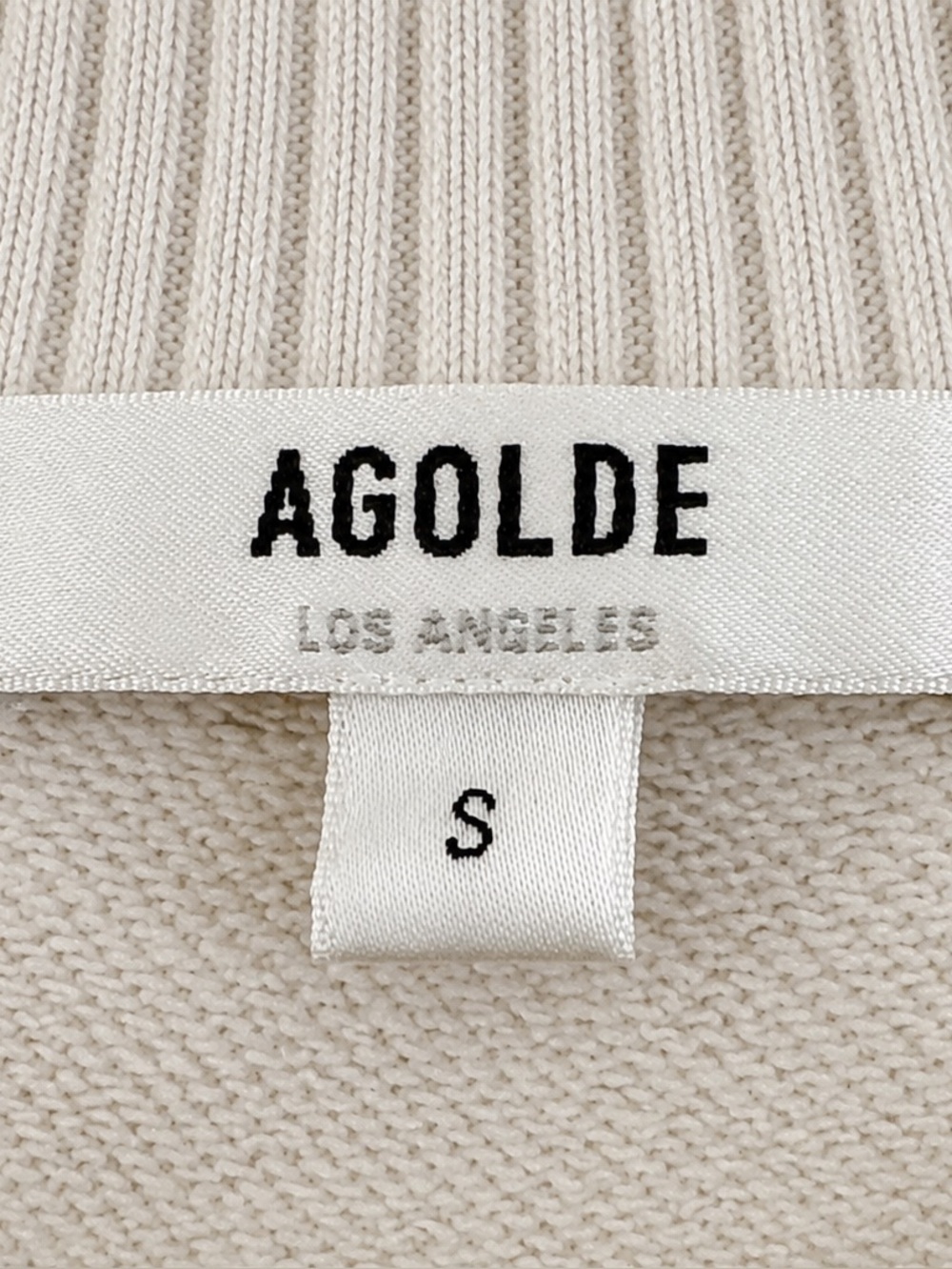 AGOLDE Cream Shawl Collar V-Neck Sweatshirt Size Small - Picture 2 of 5